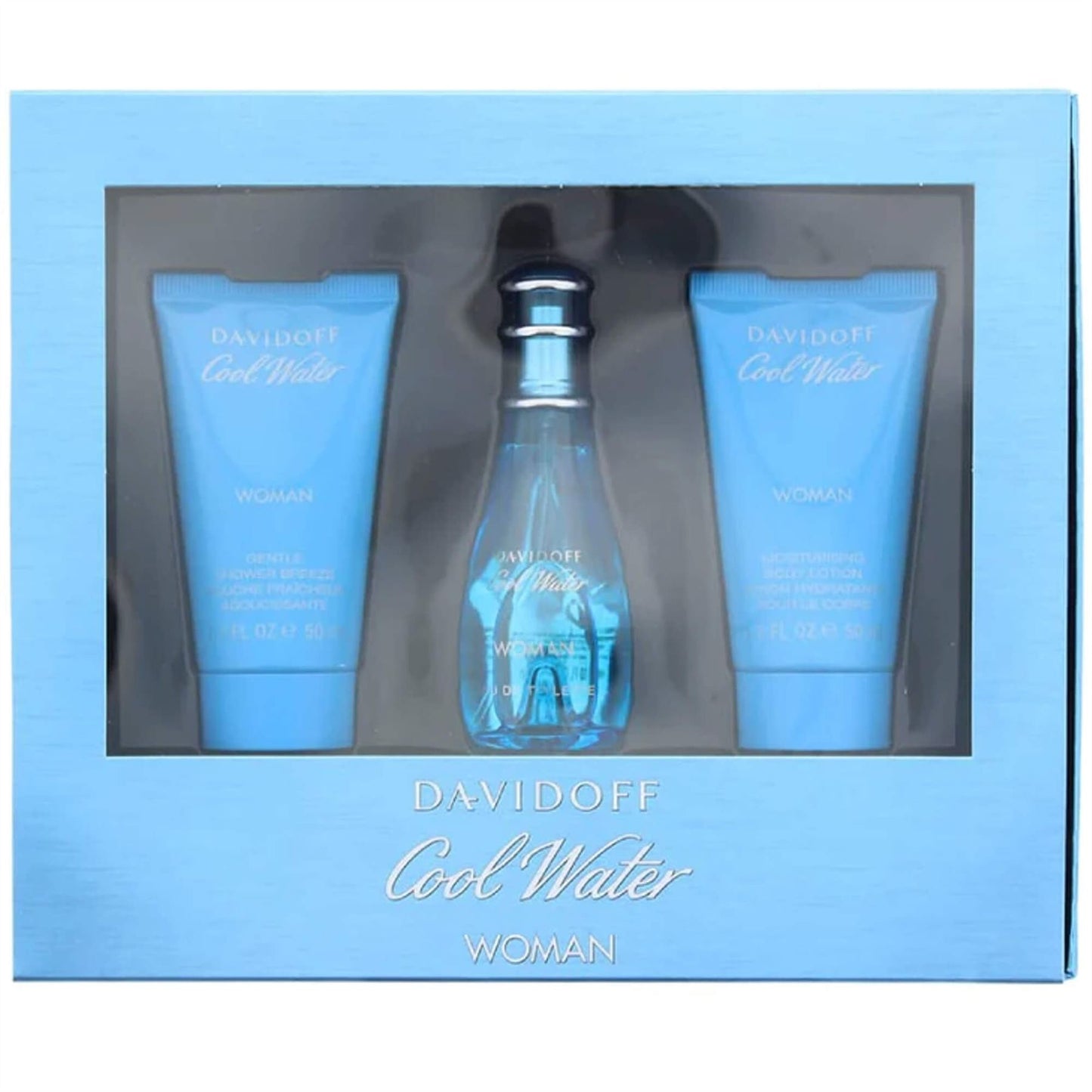 Davidoff Cool Water Gift Set for Her - 50ml EDT / 50ml Shower Gel / 50ml Body Lotion