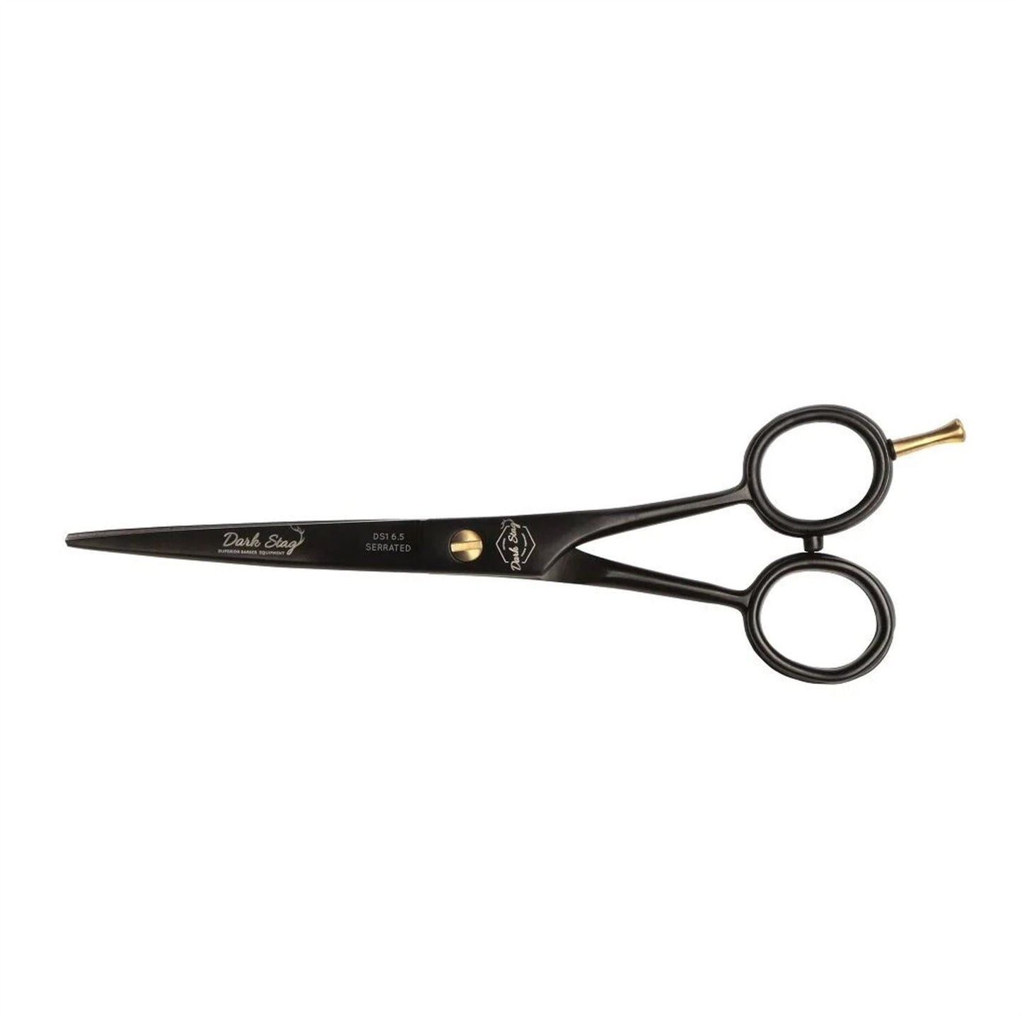 Dark Stag Straight Scissors - Black & Gold - DS1 - 6.5 Inch