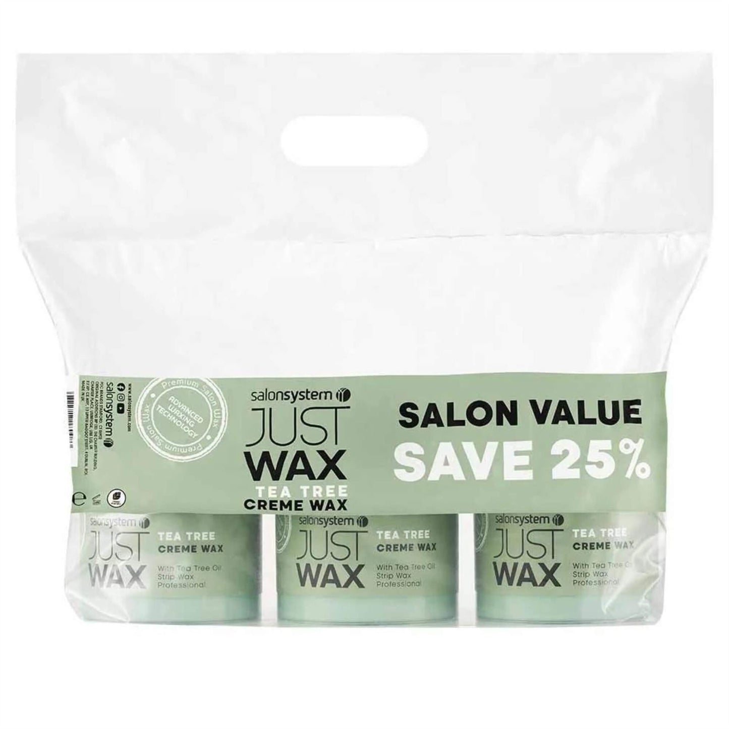 Just Wax Creme Wax - Tea Tree - 3 x 450g