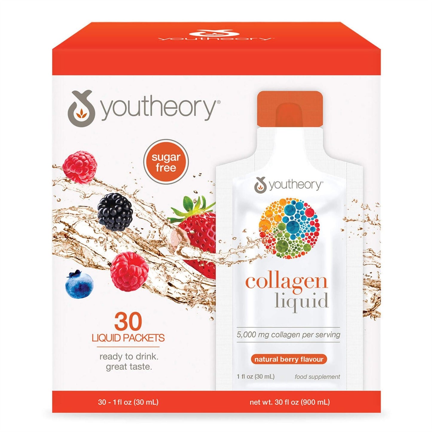 Youtheory Berry Flavour Collagen Liquid - 30 Pack