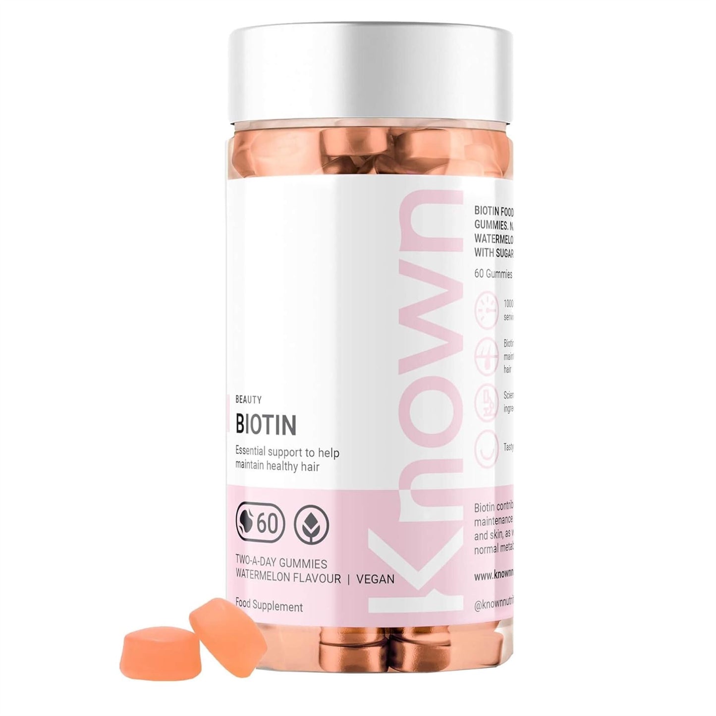 Known Biotin Food Supplement Gummies - Watermelon - 60 Pack