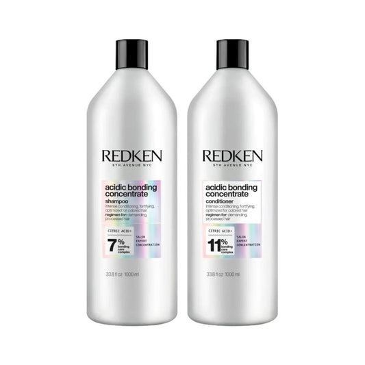 Redken Acidic Bonding Concentrate Duo including 1000ml shampoo and conditioner for intense conditioning and fortifying damaged hair