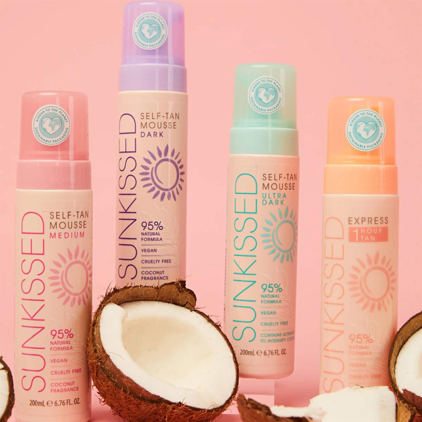 Sunkissed Self Tan Mousse 95 Percent Natural - Dark 200ml