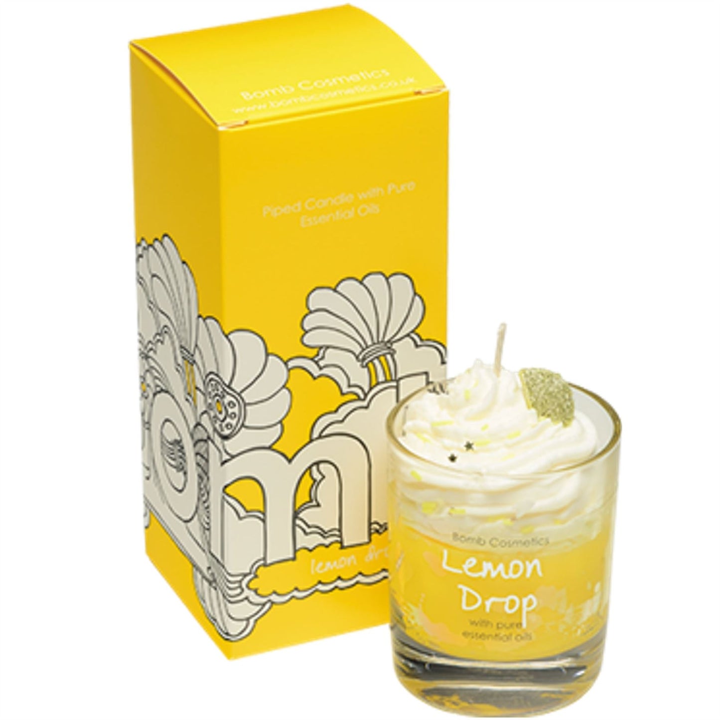 Bomb Cosmetics Piped Glass Candle - Lemon Drop