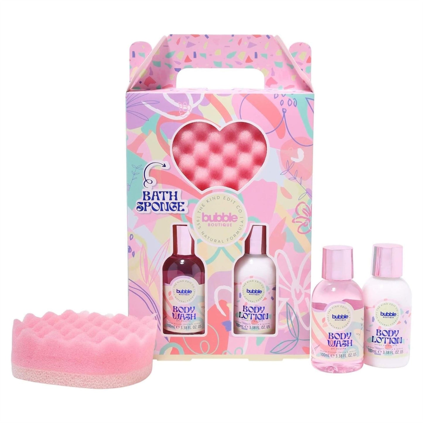The Kind Edit Co Bubble Boutique. Lather & Soak - 100ml Body Wash / 100ml Body Lotion / Sponge
