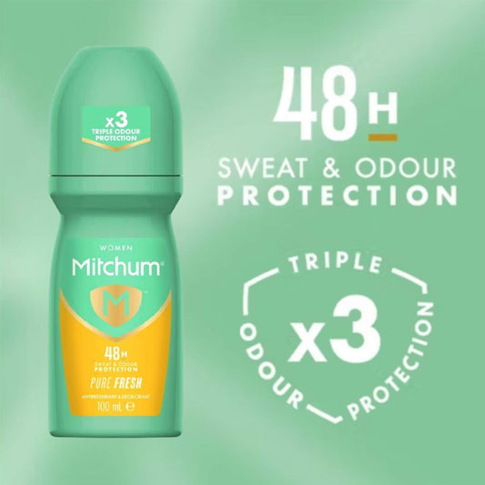 Mitchum Women Pure Fresh 48H Triple Odour Protection antiperspirant roll-on banner