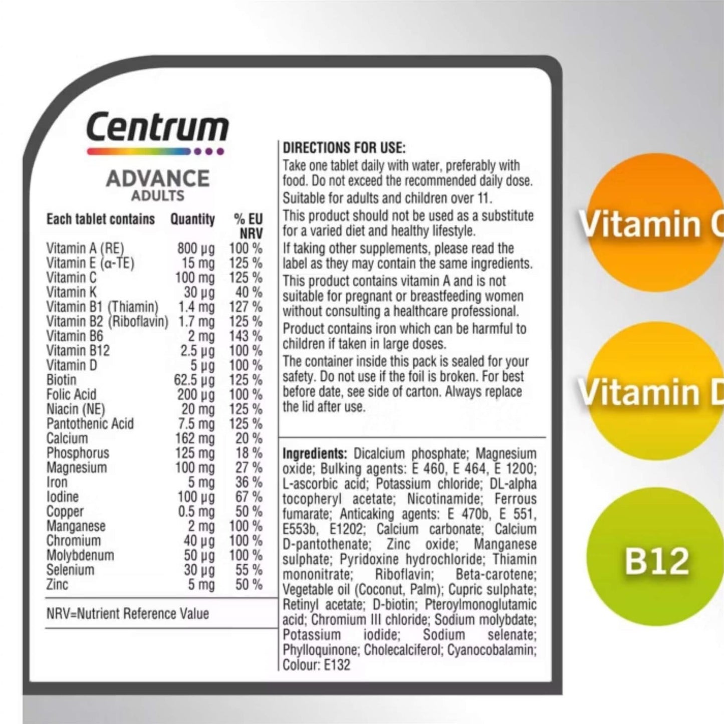 Centrum Advance Daily Multivitamins - 100 Tablets