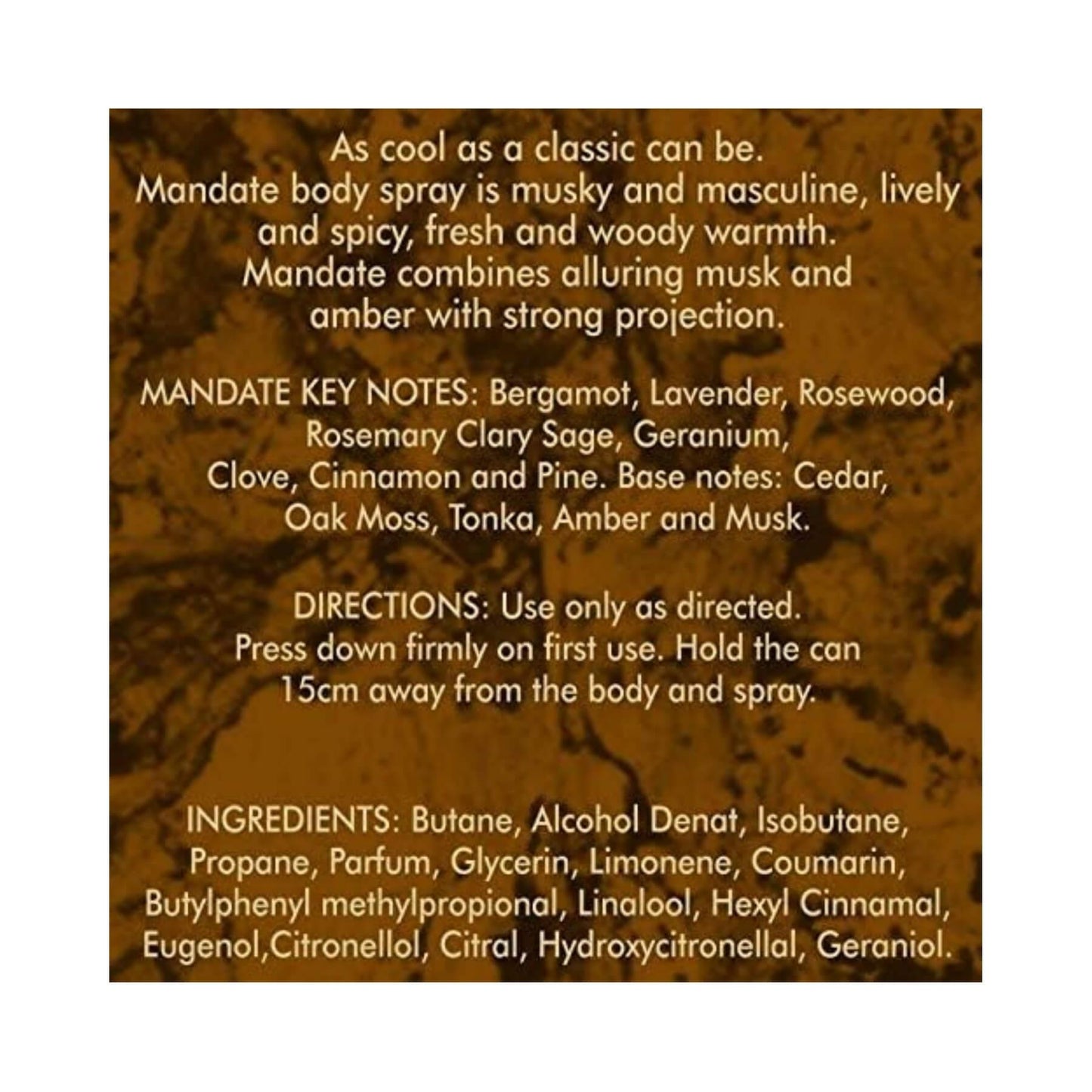 Mandate Deodorant Body Spray 150ml