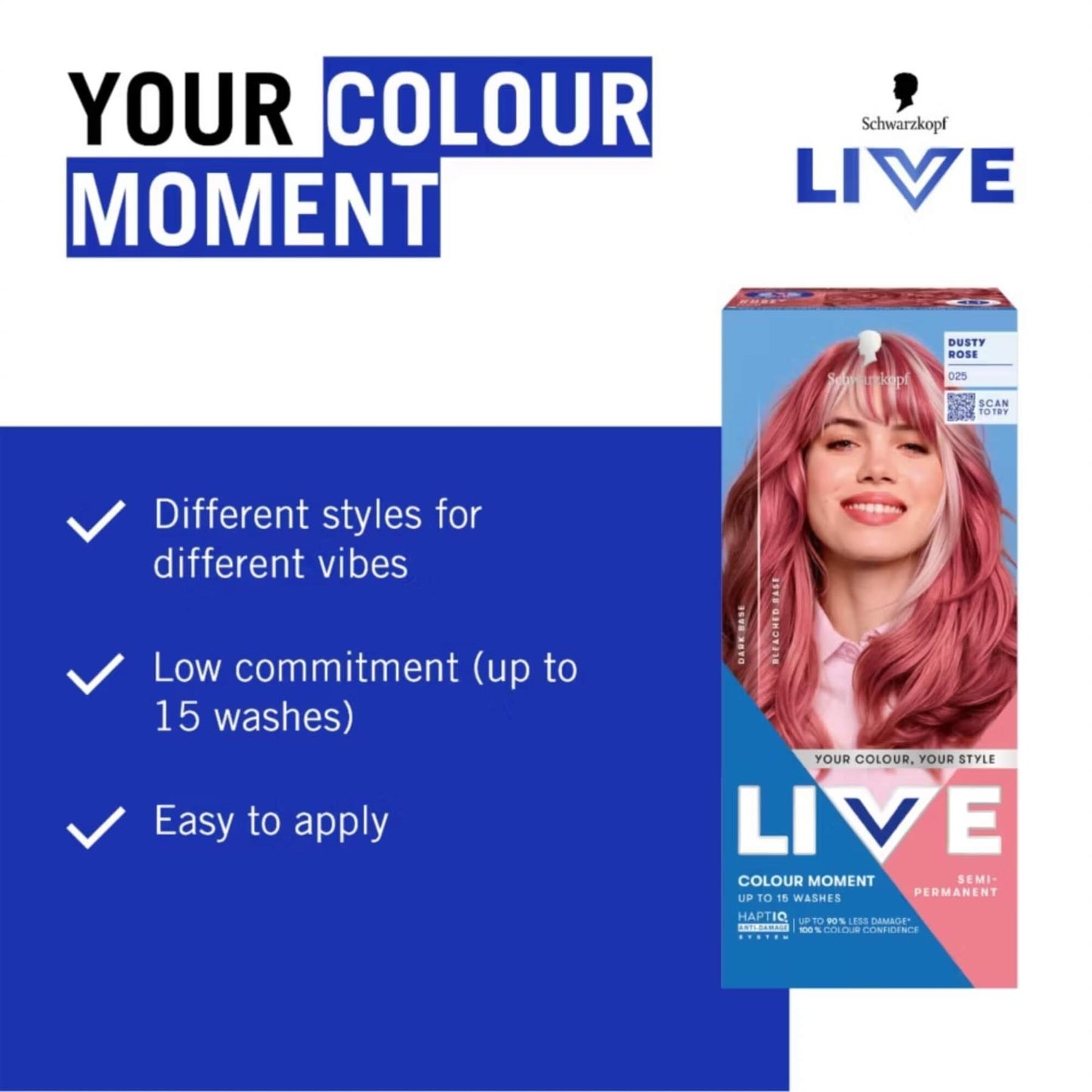 Schwarzkopf LIVE Colour Moment 025 Dusty Rose Semi-Permanent Hair Dye