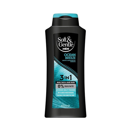 Soft & Gentle Ocean Breeze 3 in 1 Body, Face & Hair Wash for Men 400ml