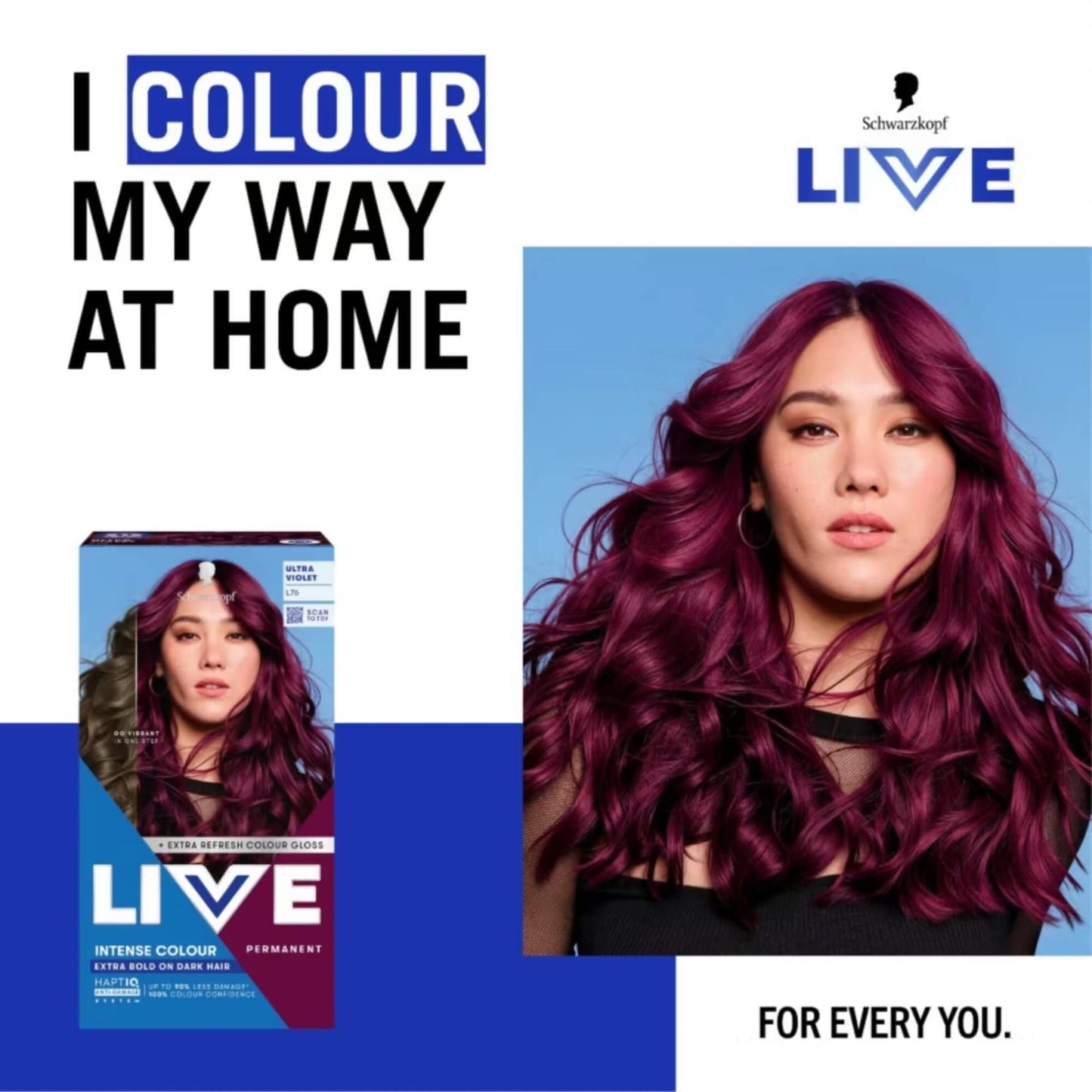 Schwarzkopf LIVE Intense Colour L76 Ultra Violet Permanent Hair Dye
