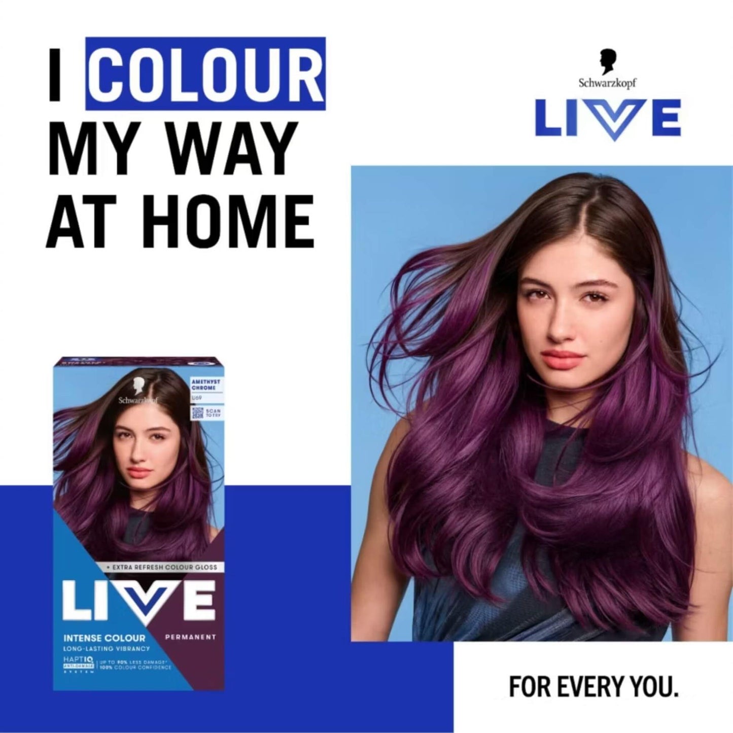 Schwarzkopf LIVE Intense Colour U69 Amethyst Chrome Permanent Hair Dye