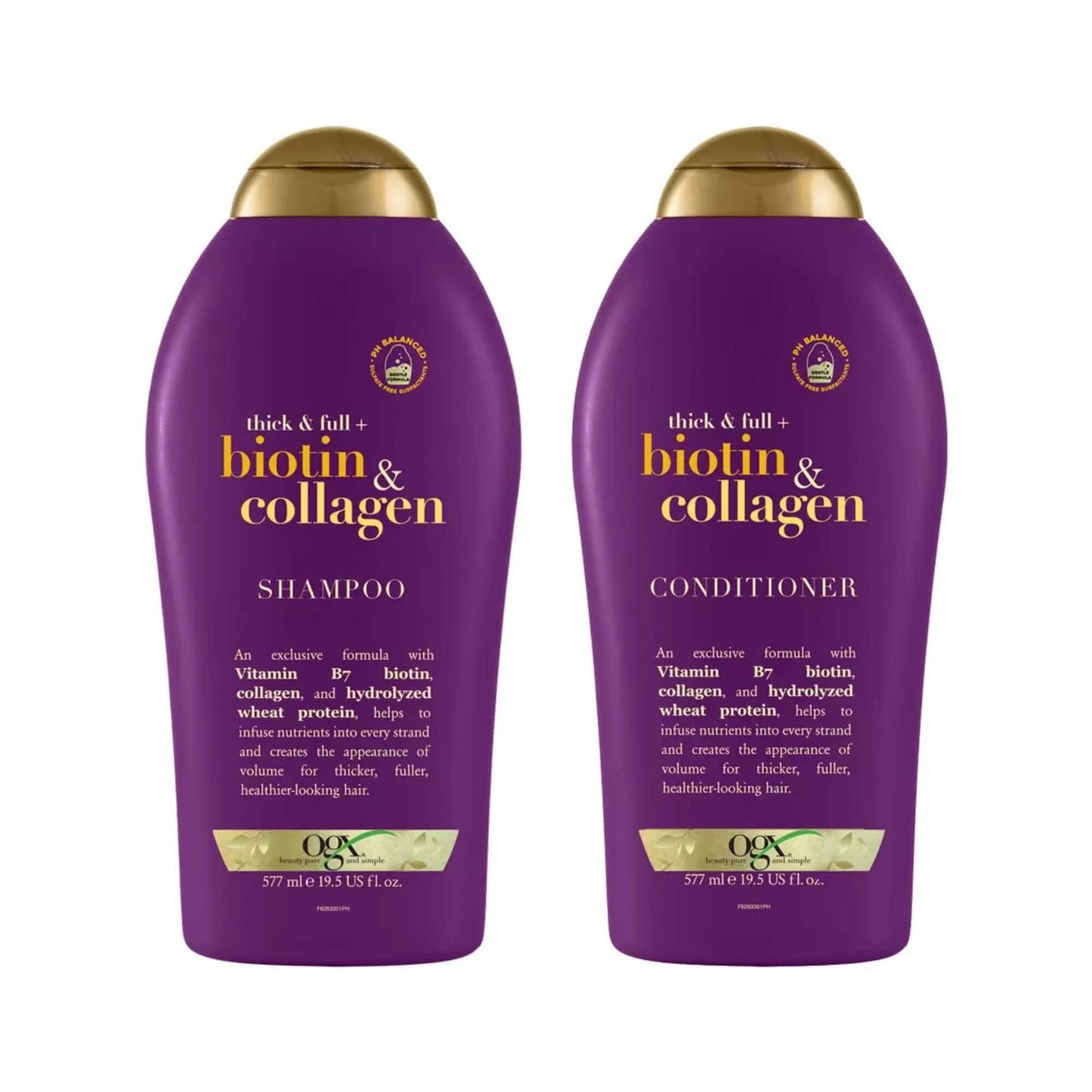 OGX Thick & Full + Biotin & Collagen Shampoo & Conditioner Duo - 2 x 577ml