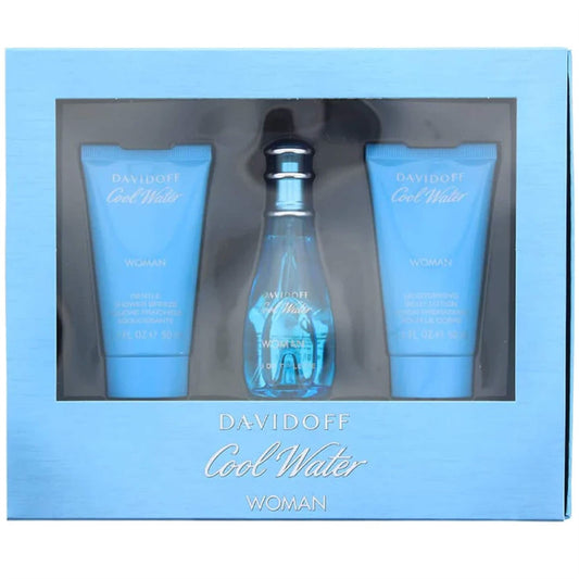 Davidoff Cool Water Gift Set for Her - 50ml EDT / 50ml Shower Gel / 50ml Body Lotion