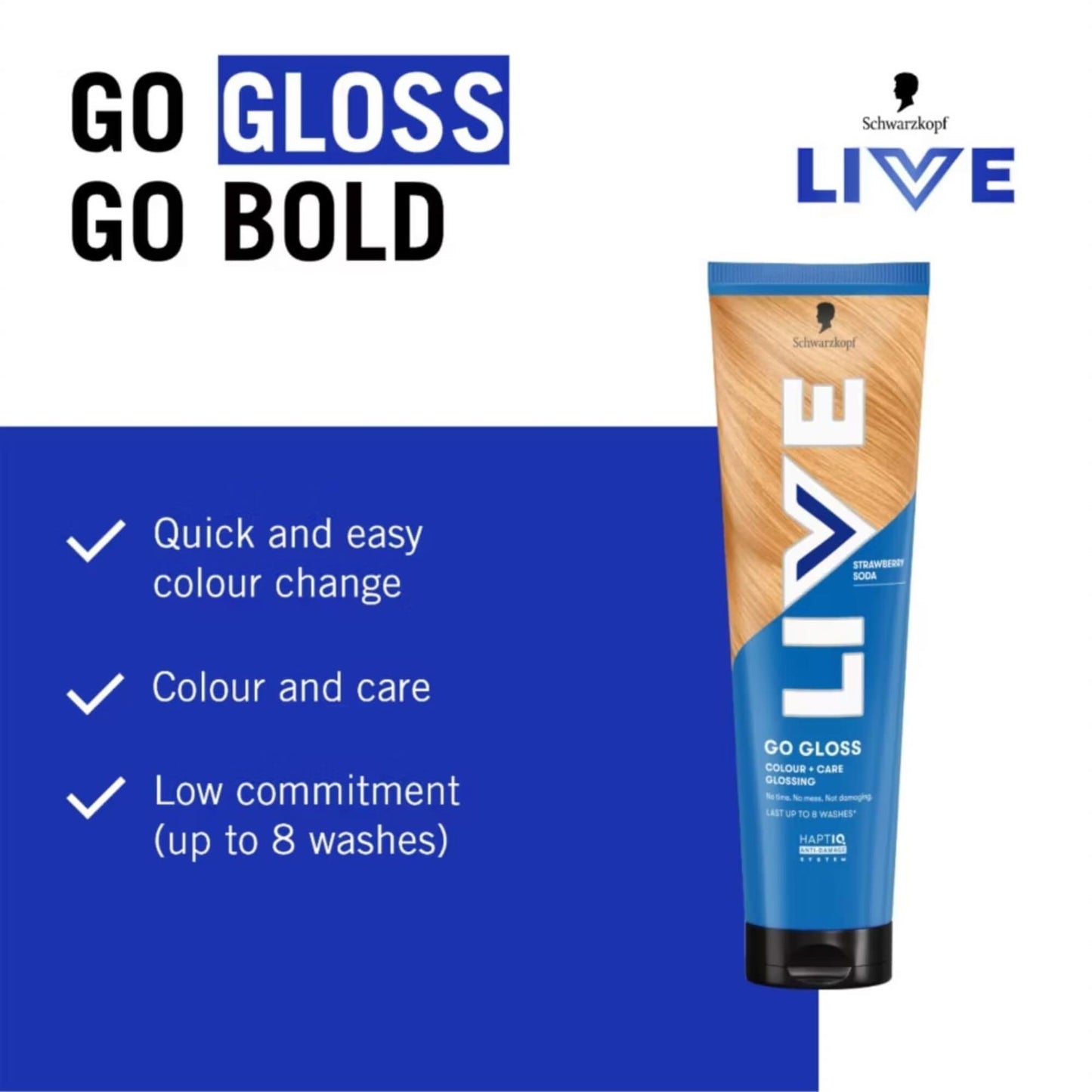 Schwarzkopf LIVE Go Gloss Strawberry Soda Colour & Shine Hair Gloss 150ml