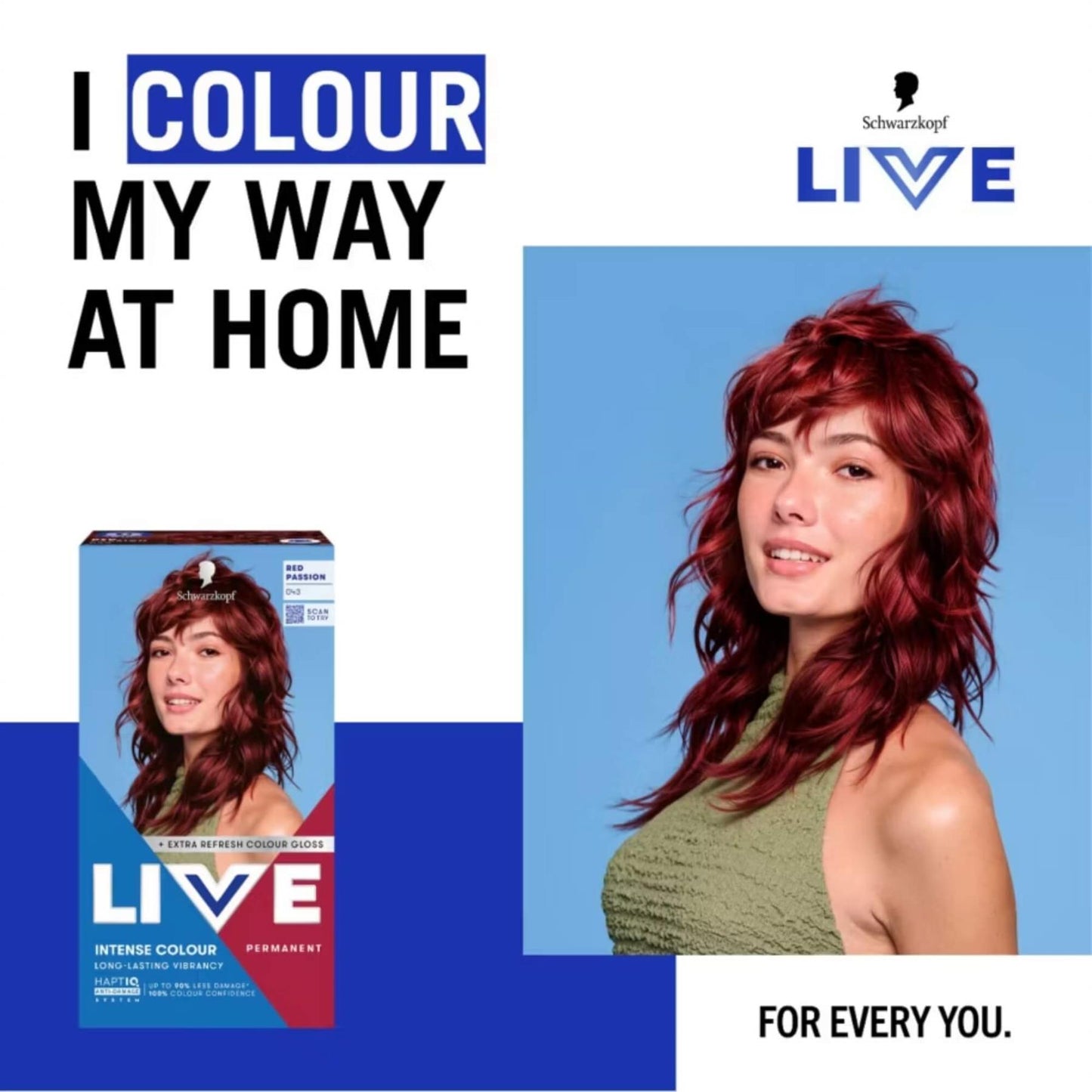 Schwarzkopf LIVE Intense Colour 043 Red Passion Permanent Hair Dye