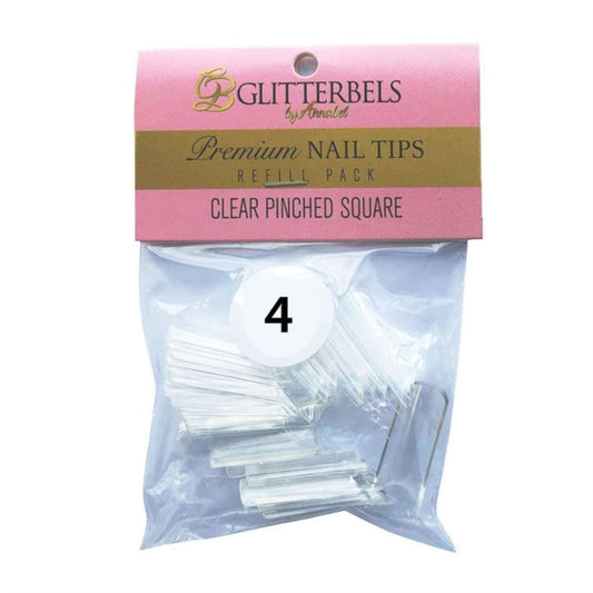 Glitterbels Clear Pinched Square Nail Tips Size 4 (x50)