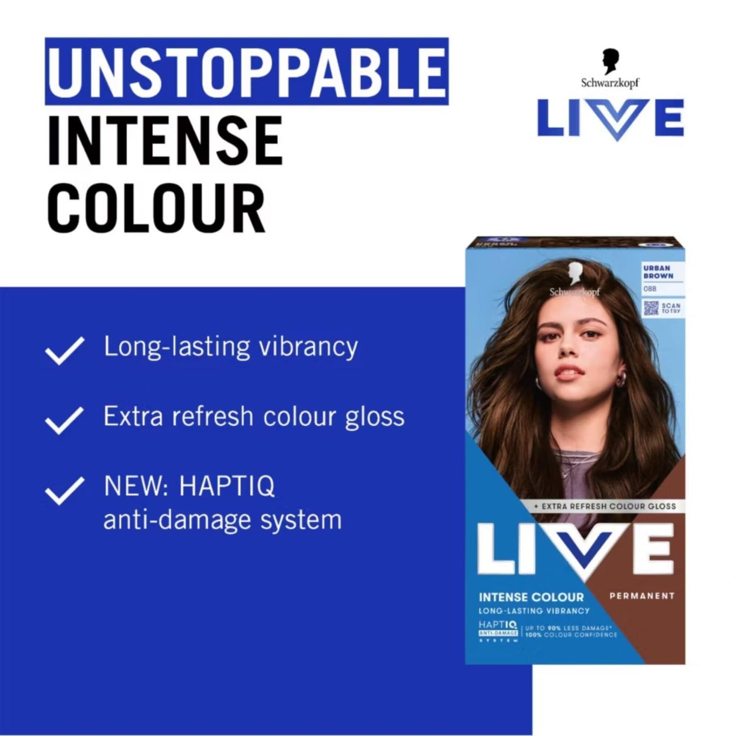 Schwarzkopf LIVE Intense Colour 088 Urban Brown Permanent Hair Dye