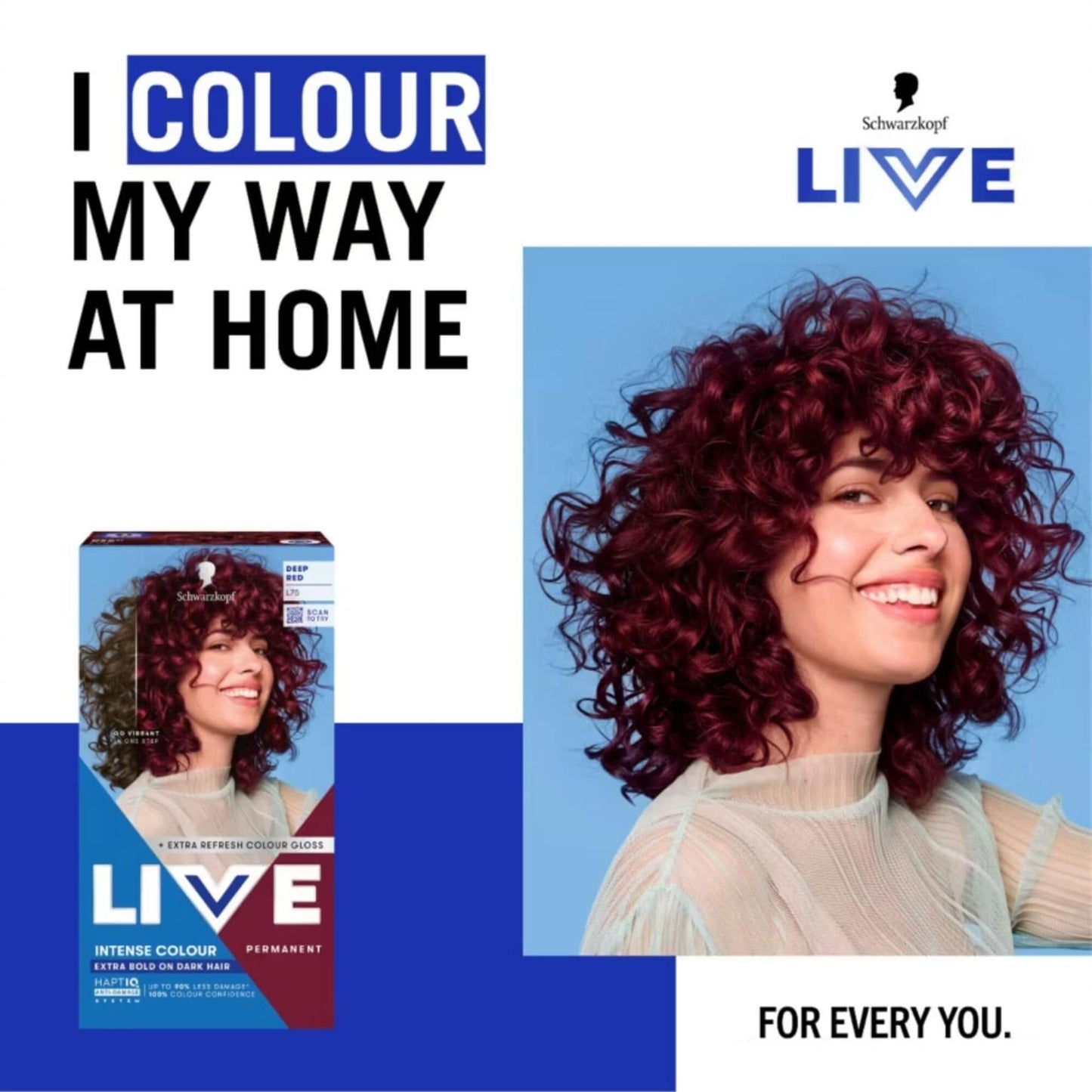 Schwarzkopf LIVE Intense Colour L75 Deep Red Permanent Hair Dye