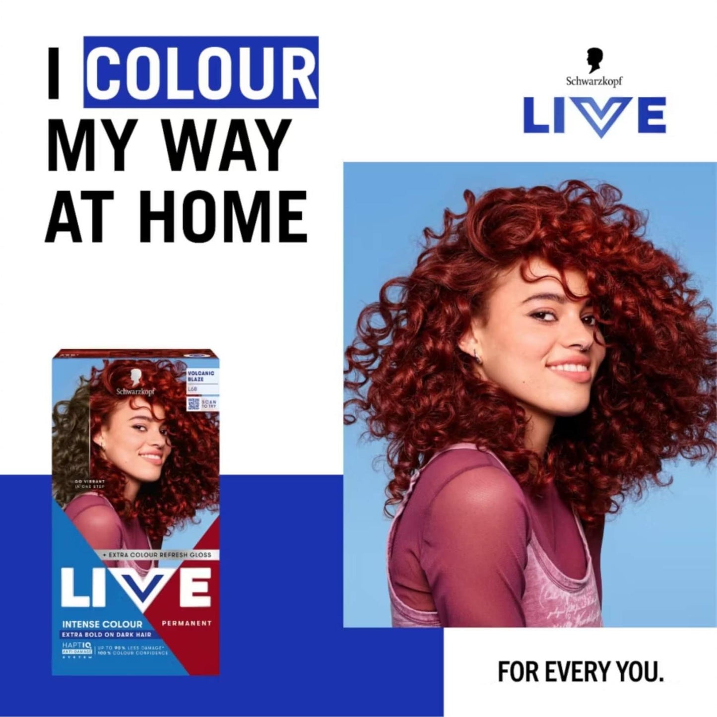 Schwarzkopf LIVE Intense Colour L68 Volcanic Blaze Permanent Hair Dye