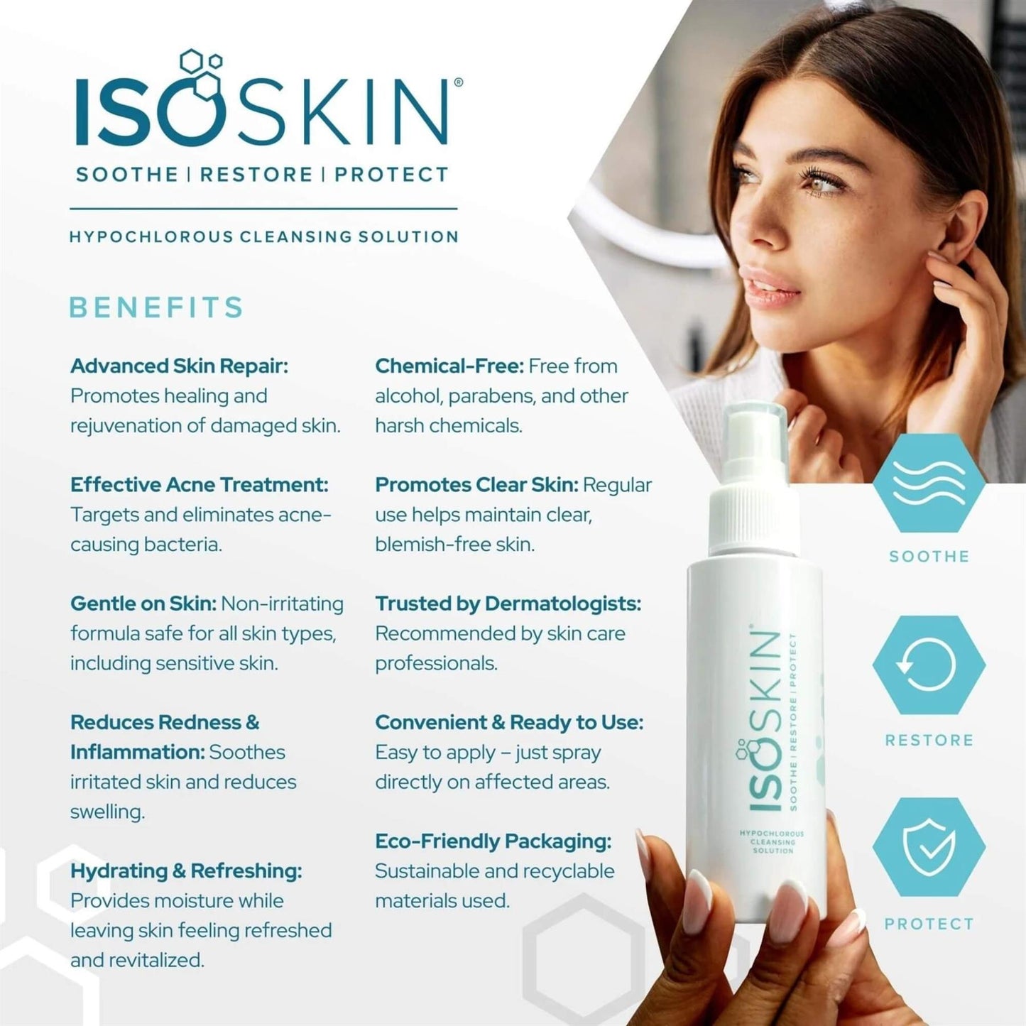 ISOSKIN Hypochlorous Acid Cleansing Solution Spray - 525ml