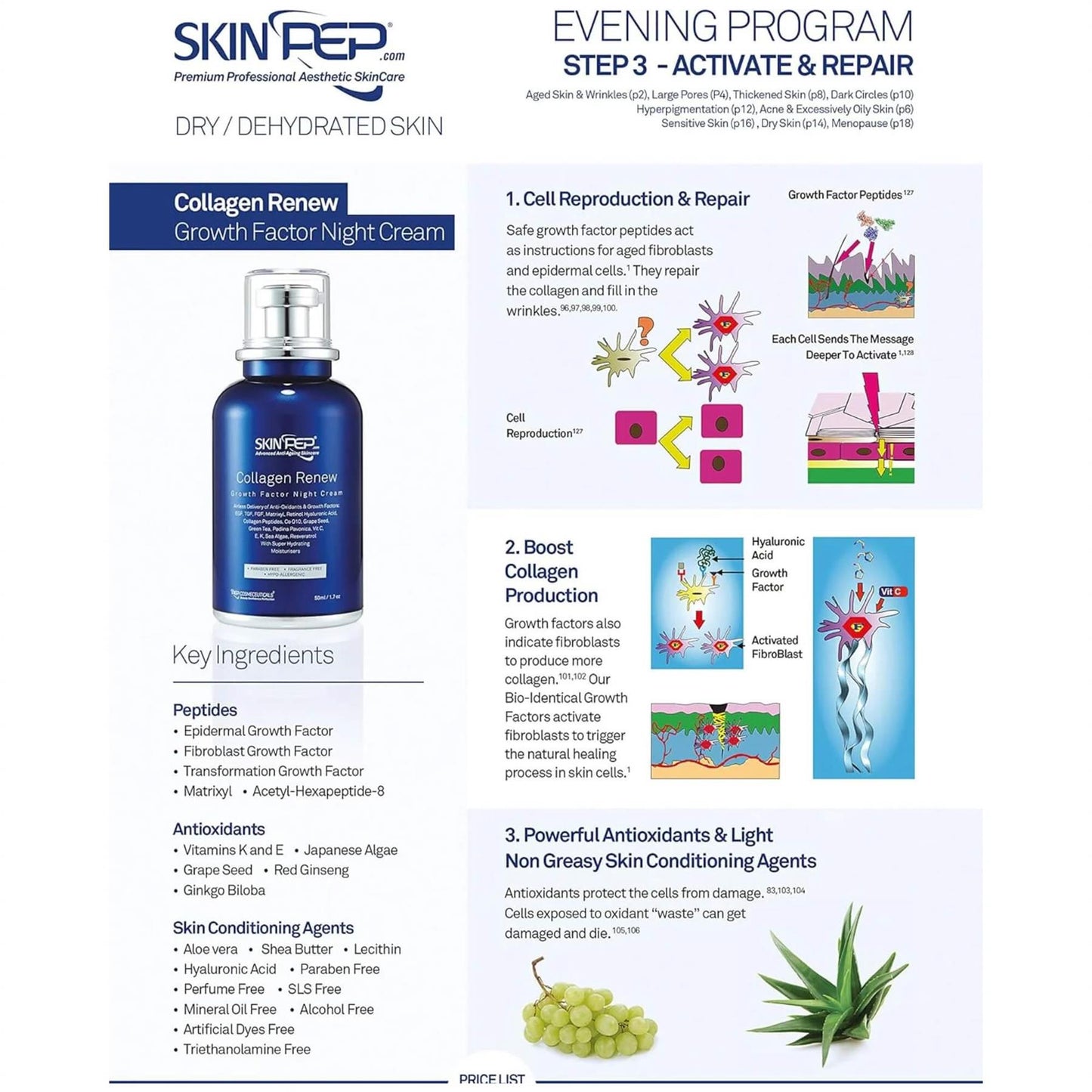 SkinPep® Collagen Renew - Growth Factor Night Cream - 30ml