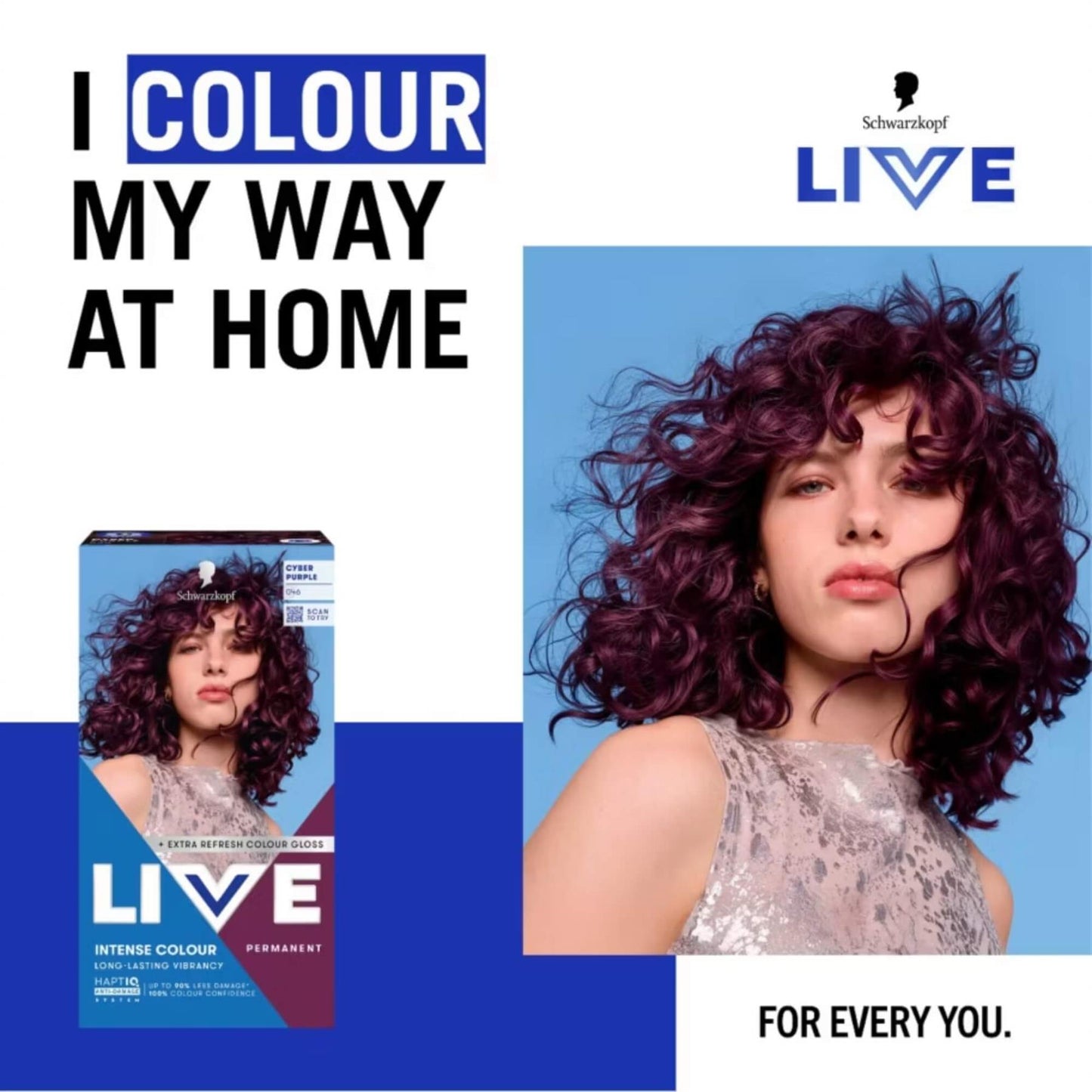 Schwarzkopf LIVE Intense Colour 046 Cyber Purple Permanent Hair Dye