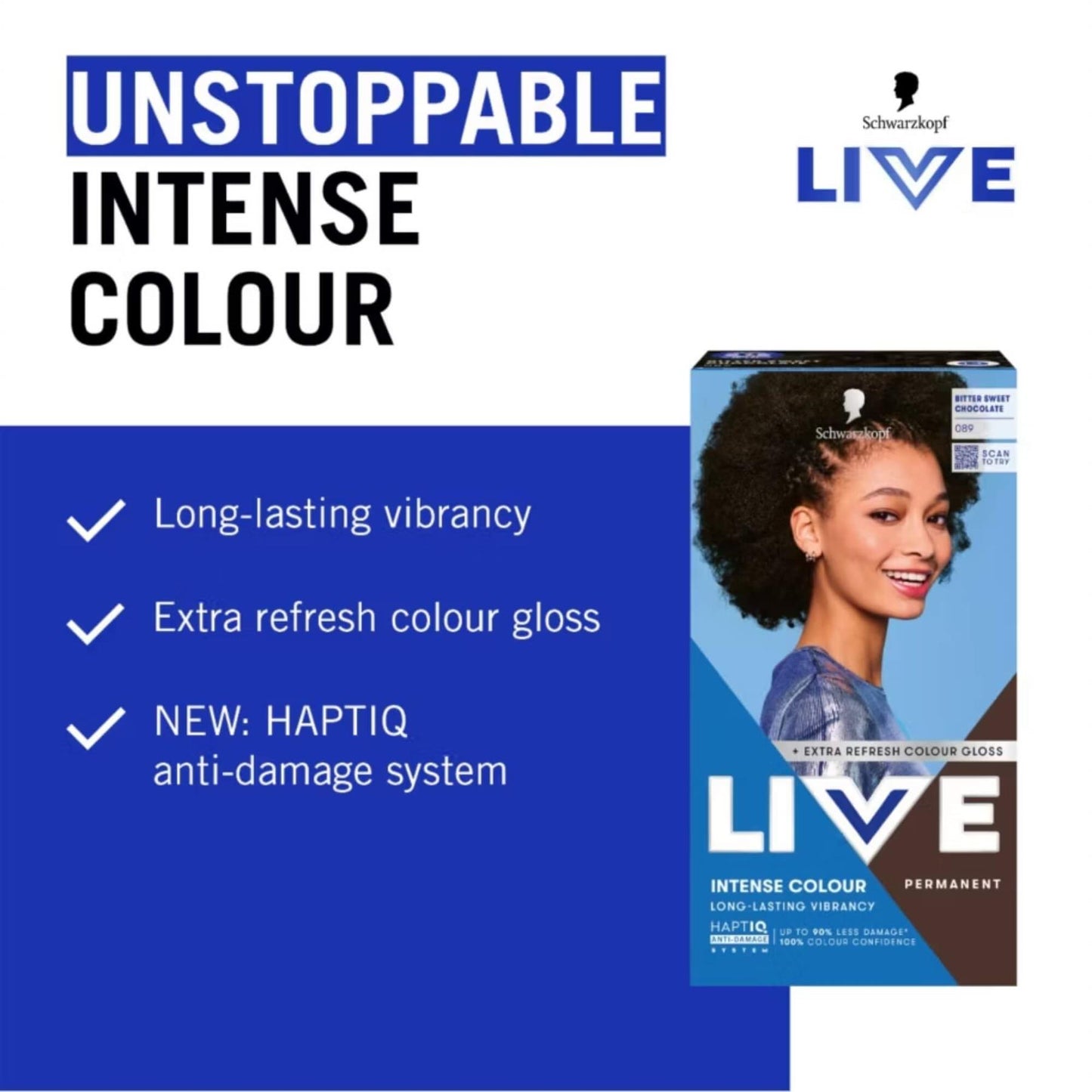 Schwarzkopf LIVE Intense Colour 089 Bitter Sweet Chocolate Permanent Hair Dye