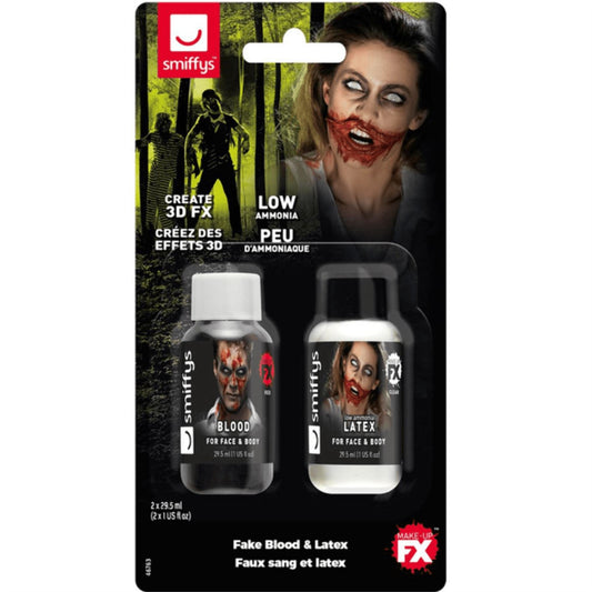 Smiffy's Make Up FX Fake Blood & Latex Kit