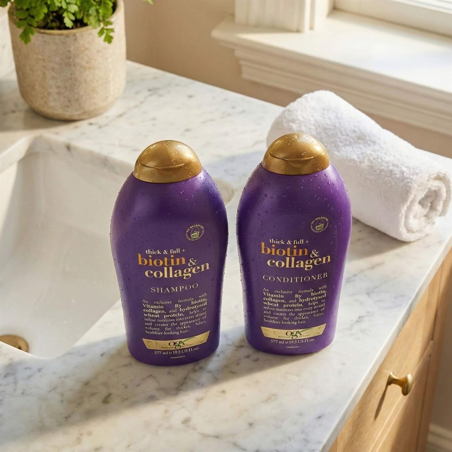 OGX Thick & Full + Biotin & Collagen Shampoo & Conditioner Duo - 2 x 577ml