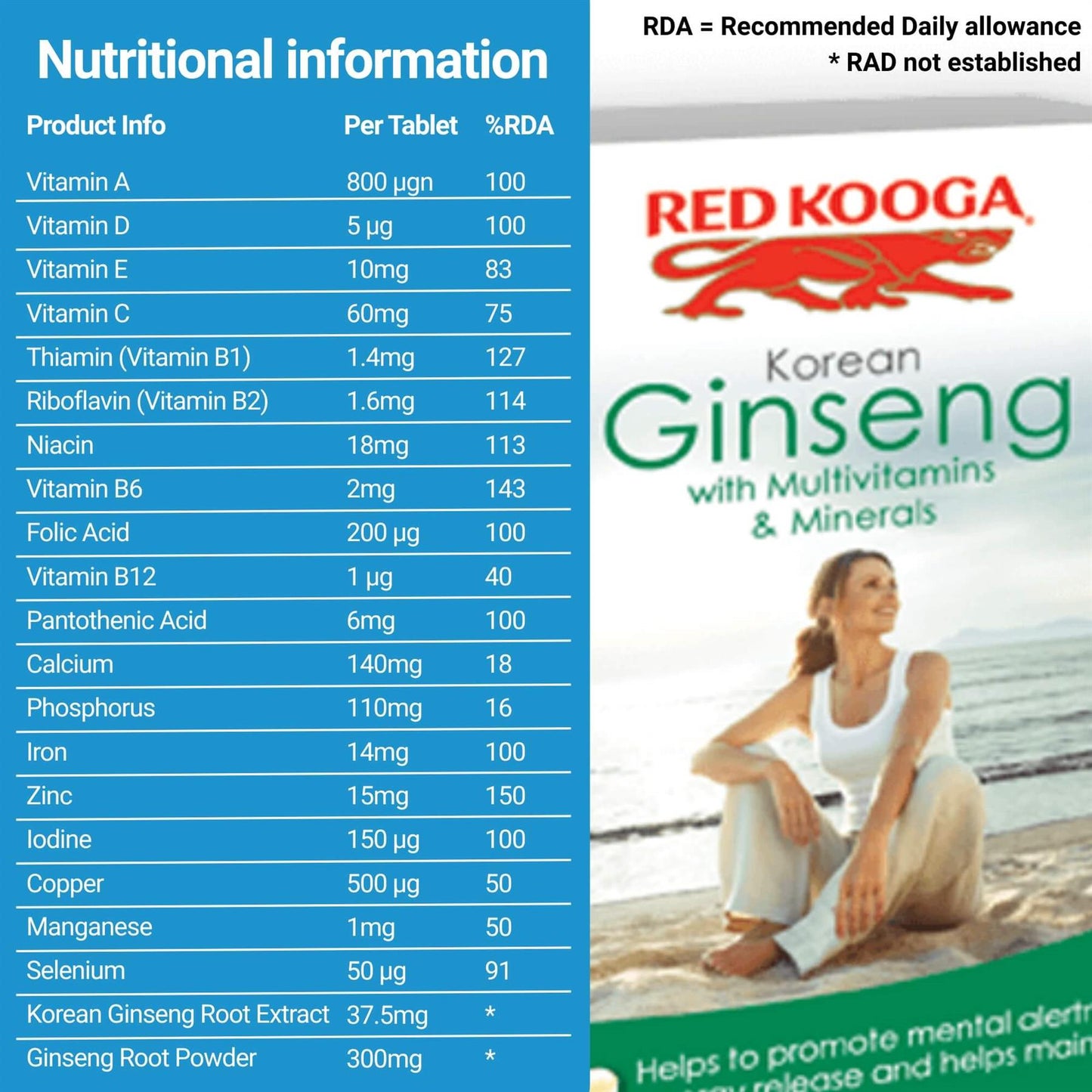 Red Kooga Korean Ginseng & Multivitamin + Minerals 32 Tablets
