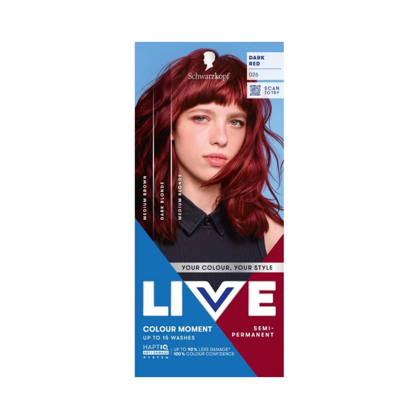 Schwarzkopf LIVE Colour Moment 026 Dark Red Semi-Permanent Hair Dye