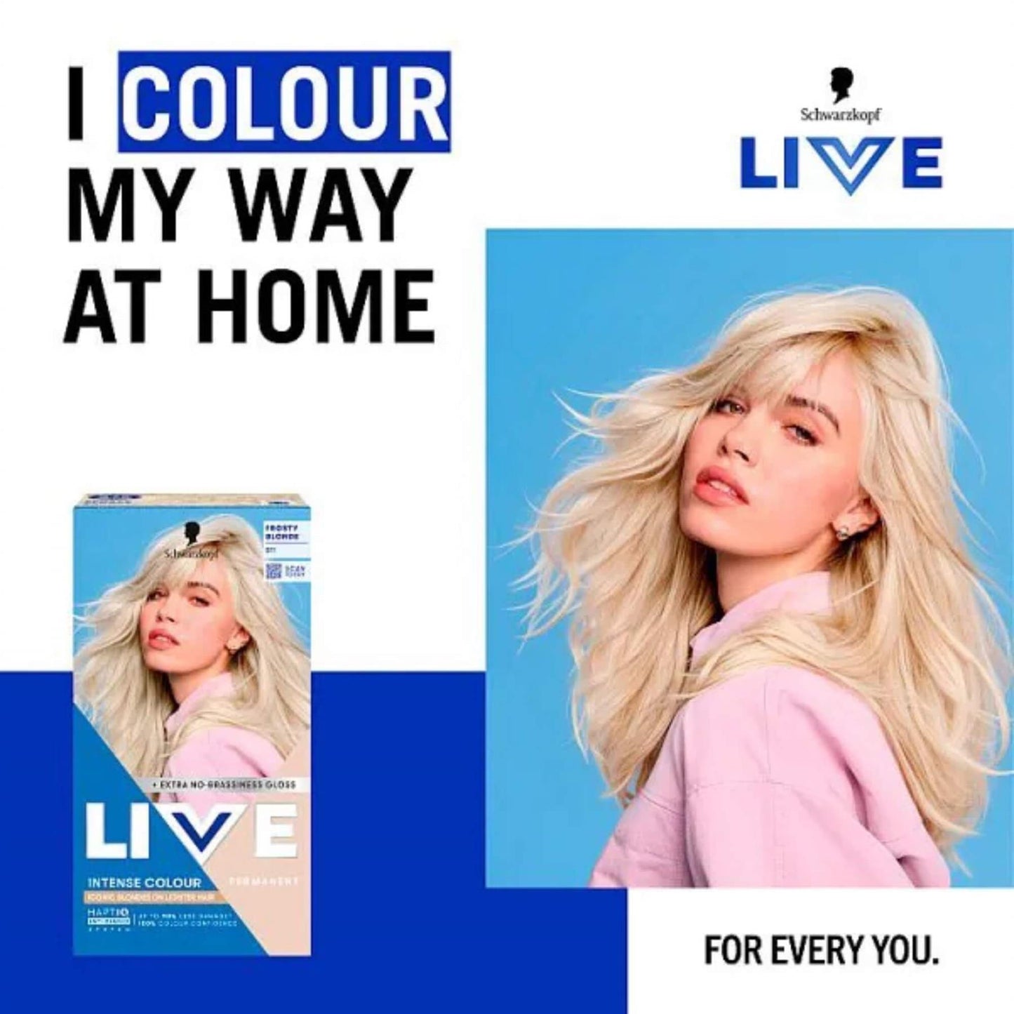 Schwarzkopf LIVE Intense Colour B11 Frosty Blonde Permanent Hair Dye