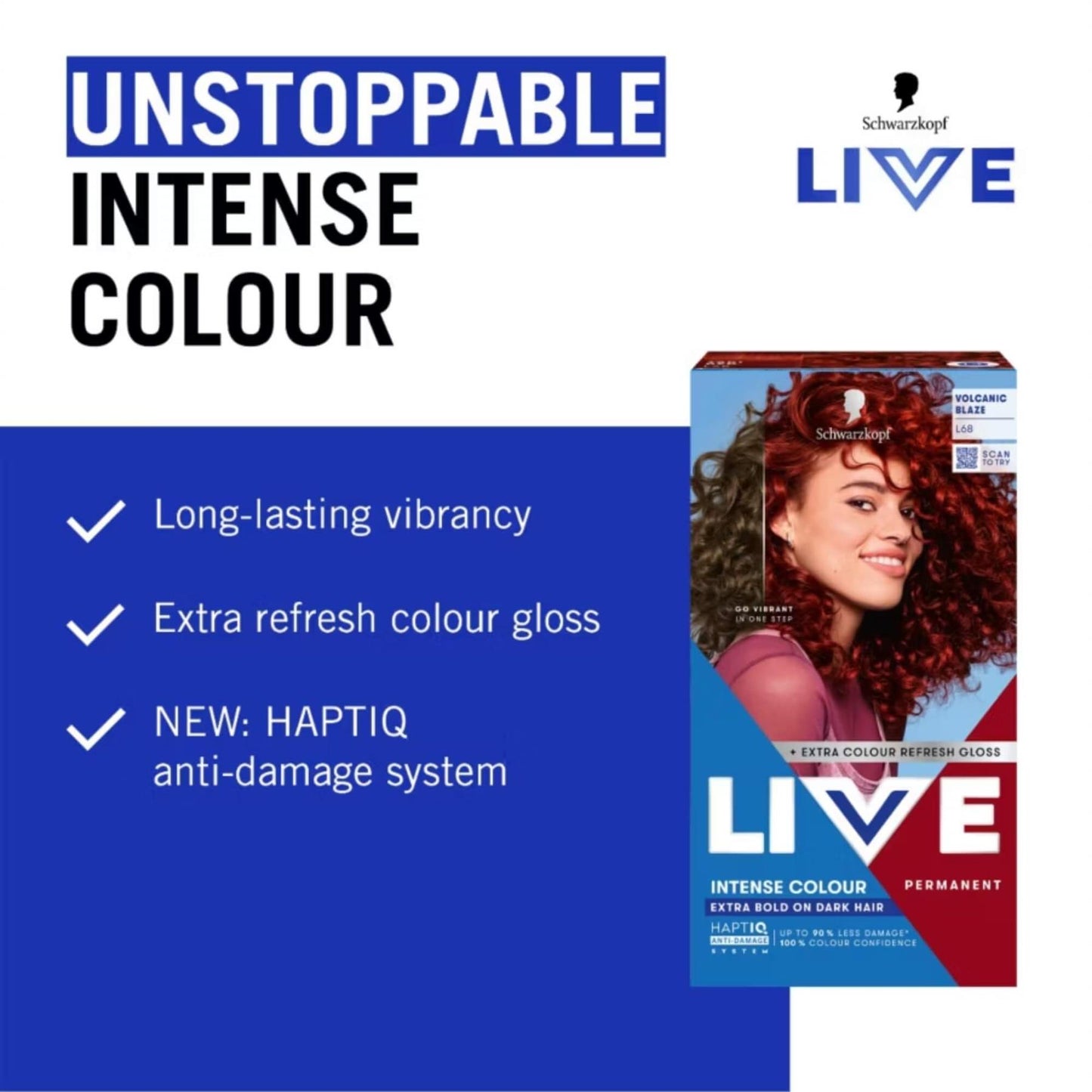 Schwarzkopf LIVE Intense Colour L68 Volcanic Blaze Permanent Hair Dye