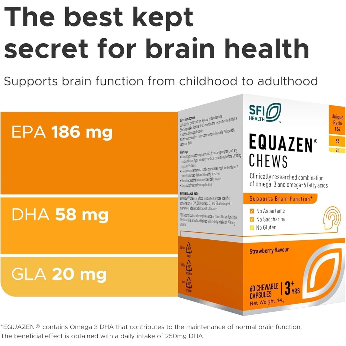 Equazen Chewable Capsules - Omega 3 & Omega 6 Supplement - Strawberry Flavoured