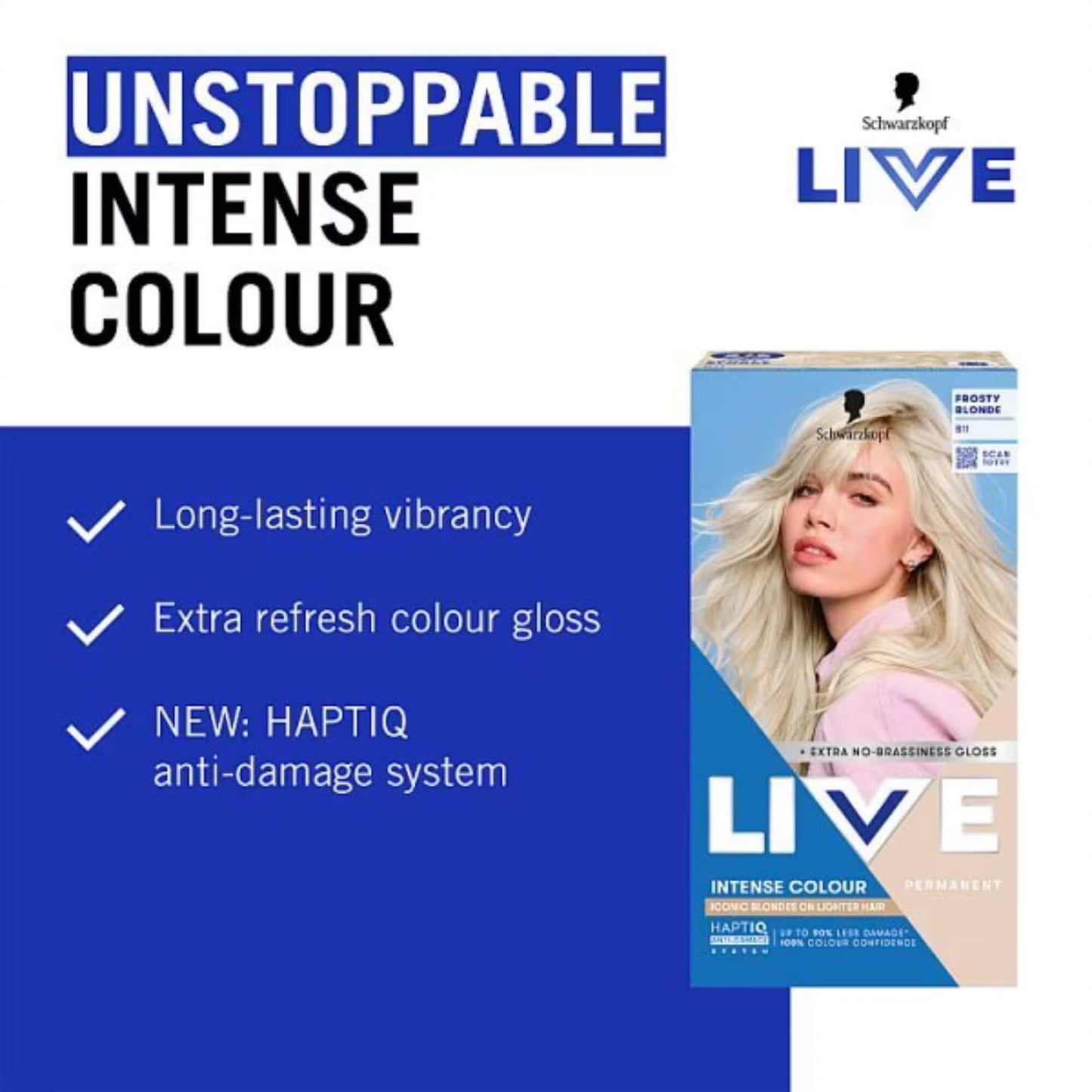 Schwarzkopf LIVE Intense Colour B11 Frosty Blonde Permanent Hair Dye