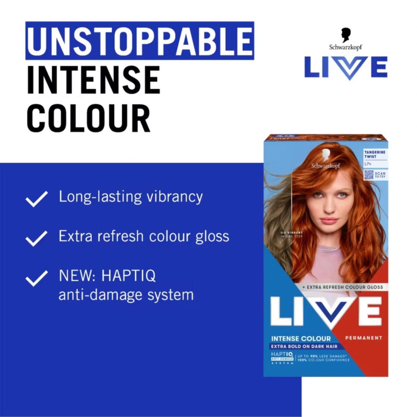 Schwarzkopf LIVE Intense Colour L74 Tangerine Twist Permanent Hair Dye
