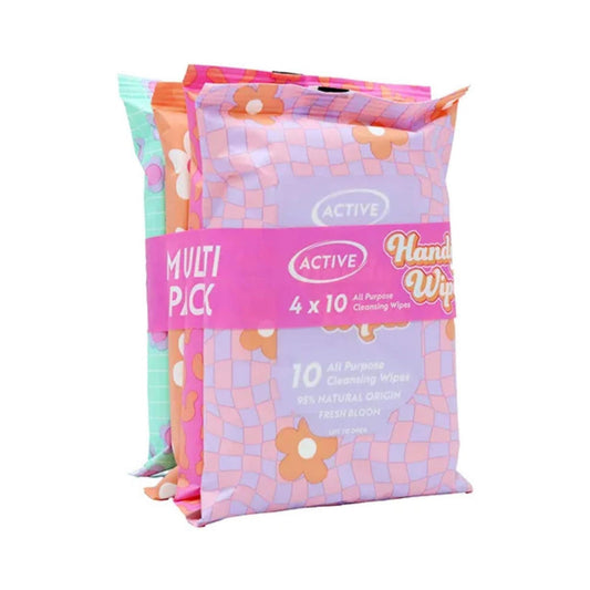 Active All Purpose Handy Wipes 4 x 10 Wipe Multi Pack
