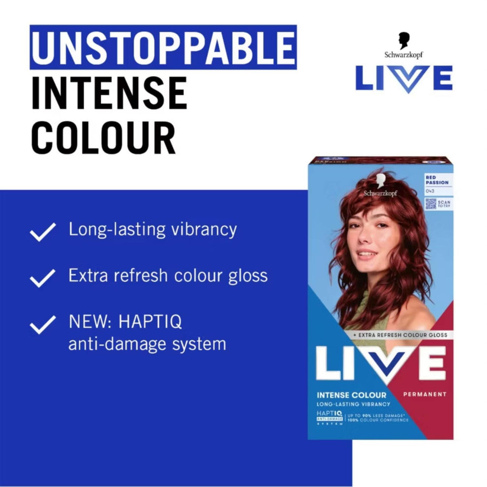 Schwarzkopf LIVE Intense Colour 043 Red Passion Permanent Hair Dye ...