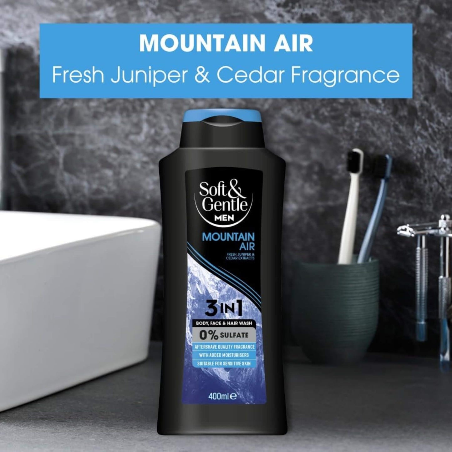 Soft & Gentle Mountain Air 3 in 1 Body, Face & Hair Wash for Men 400ml