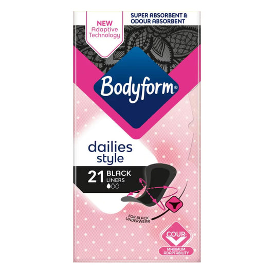 Bodyform Dailies Black Panty Liners 21 Pack