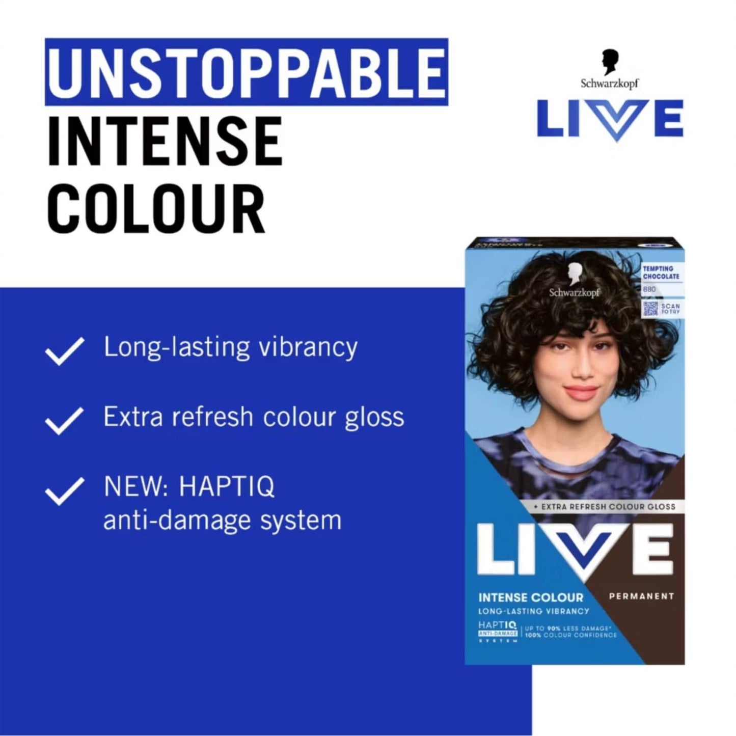 Schwarzkopf LIVE Intense Colour 880 Tempting Chocolate Permanent Hair Dye