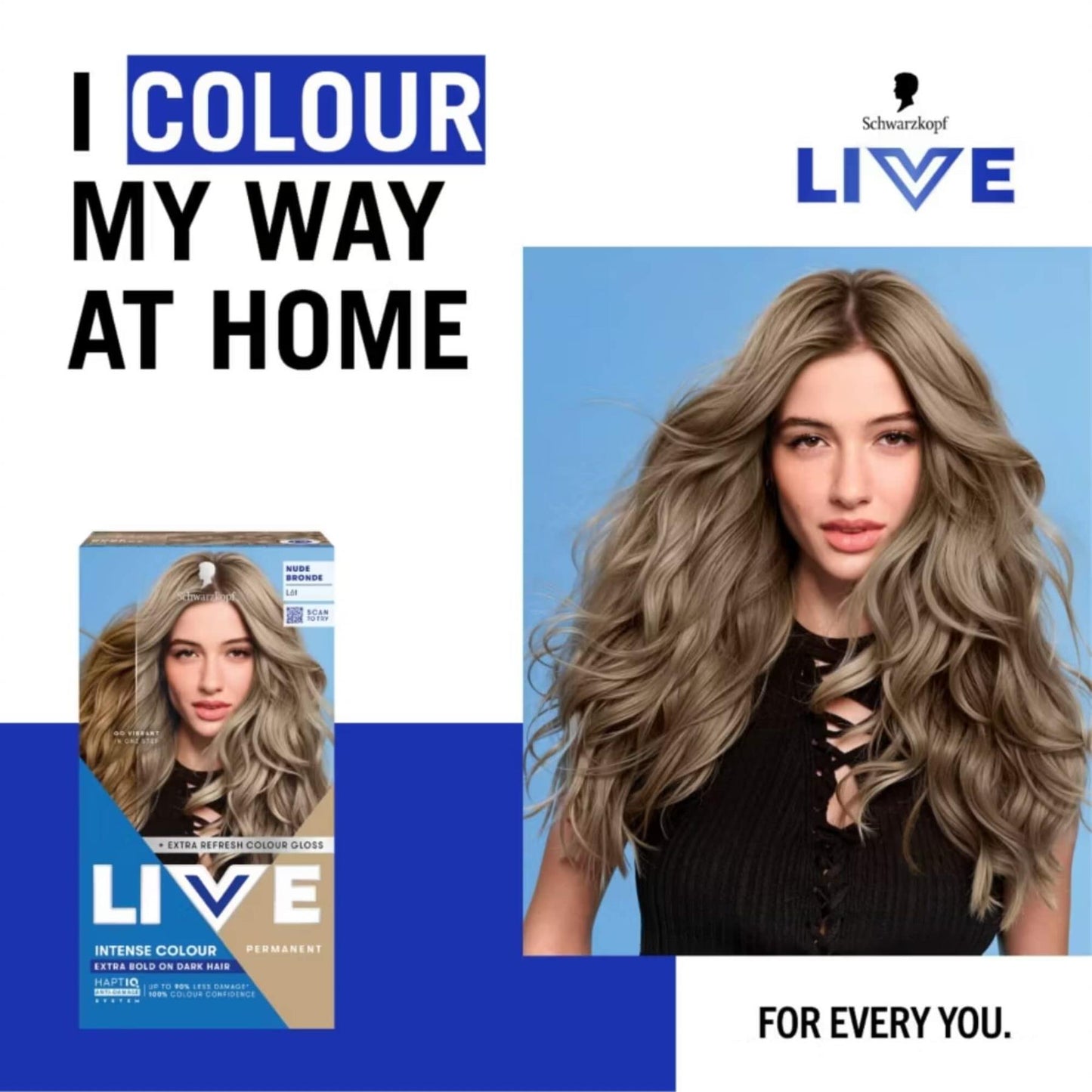 Schwarzkopf LIVE Intense Colour L61 Nude Bronde Permanent Hair Dye