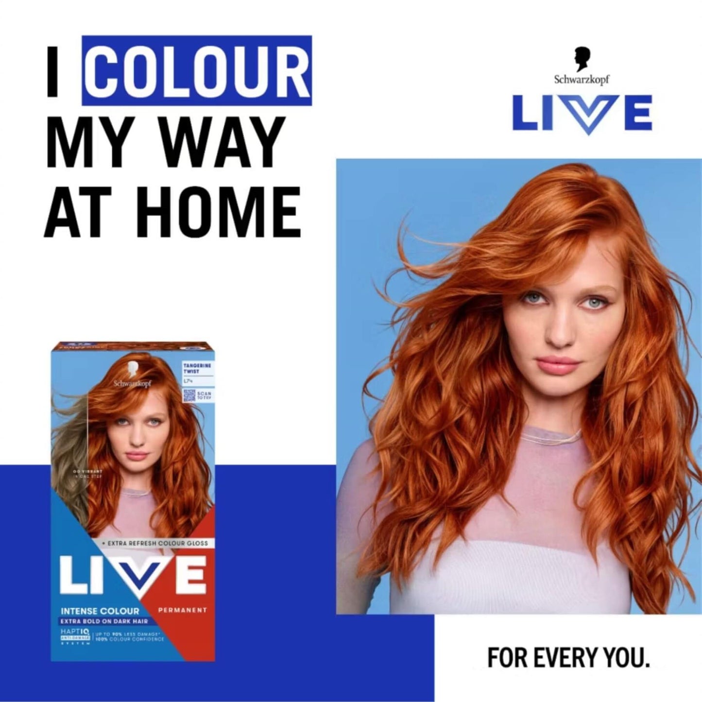 Schwarzkopf LIVE Intense Colour L74 Tangerine Twist Permanent Hair Dye