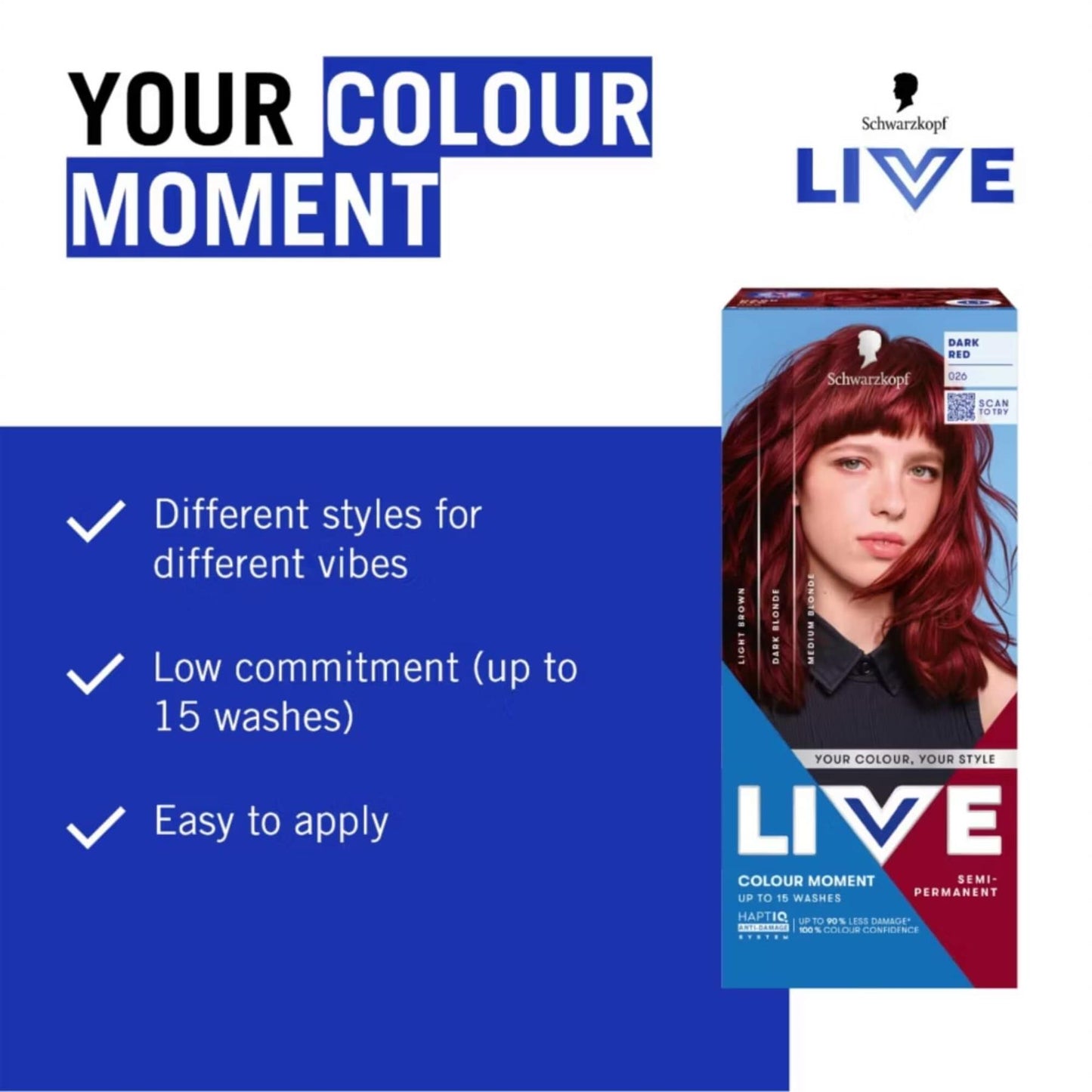 Schwarzkopf LIVE Colour Moment 026 Dark Red Semi-Permanent Hair Dye