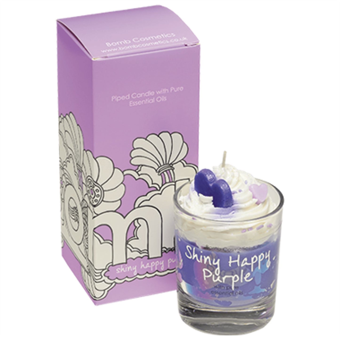 Bomb Cosmetics Piped Glass Candle - Shiny Happy Purple