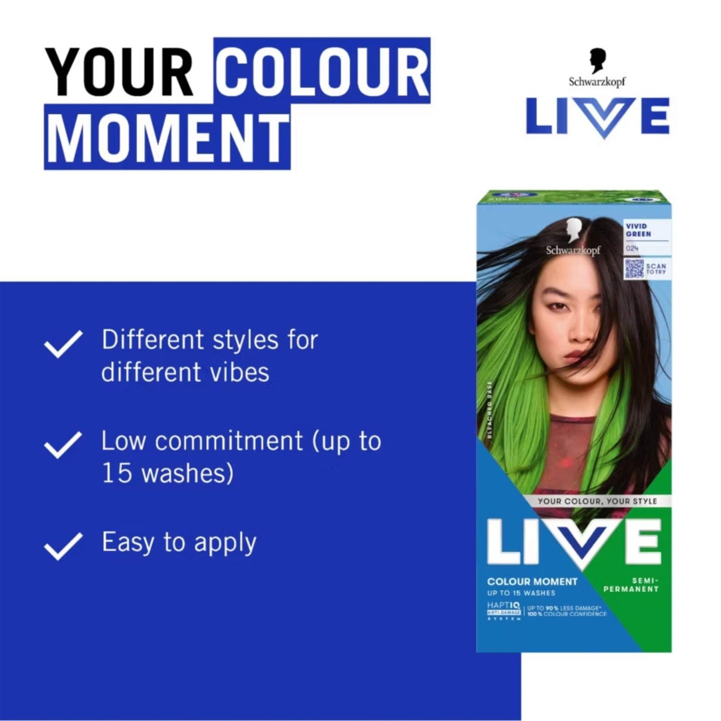 Schwarzkopf LIVE Colour Moment 024 Vivid Green Semi-Permanent Hair Dye