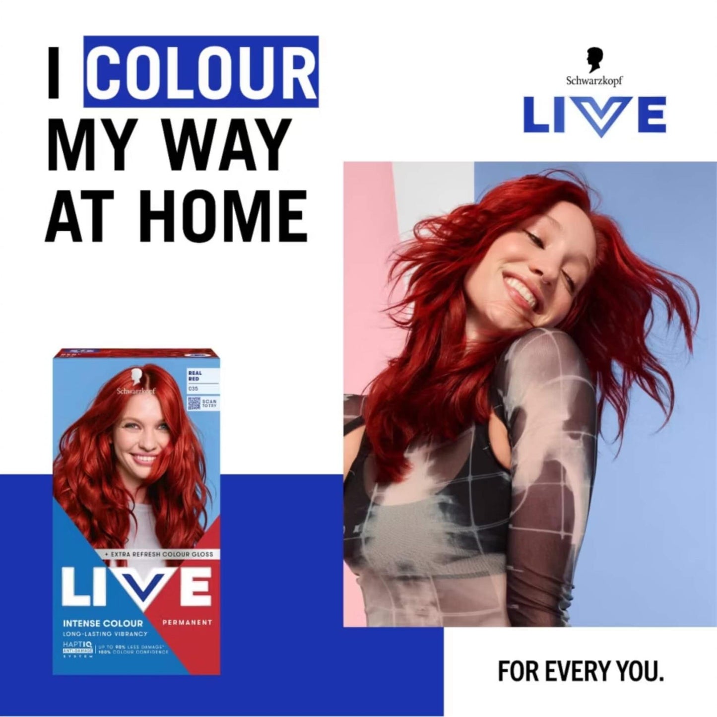 Schwarzkopf LIVE Intense Colour 035 Real Red Permanent Hair Dye