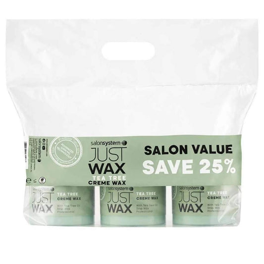 Just Wax Creme Wax - Tea Tree - 3 x 450g