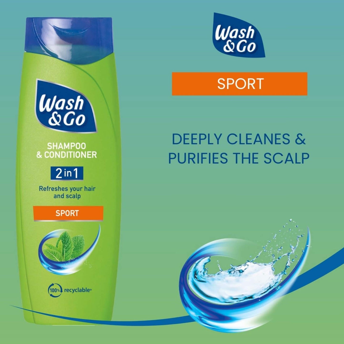 Wash & Go 2 in 1 Shampoo & Conditioner - Sport - 200ml